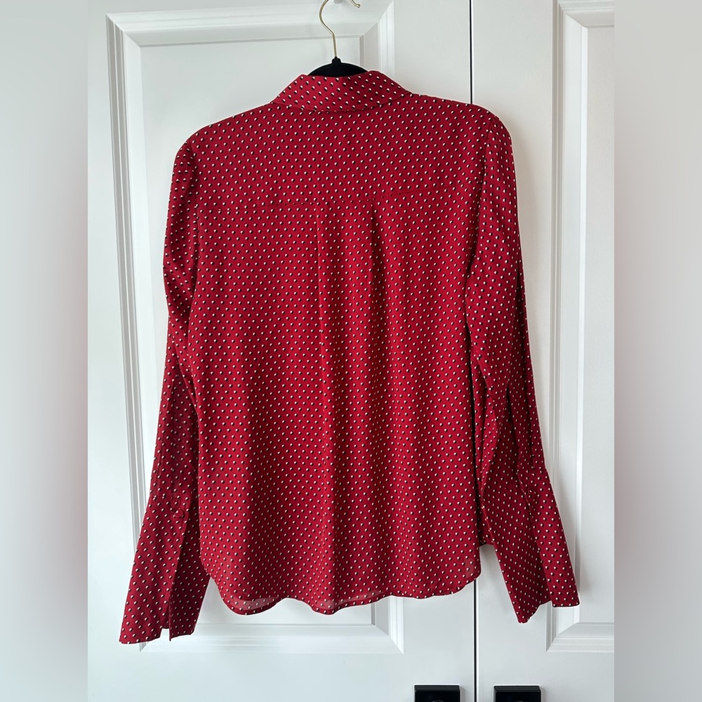 FRAME Women’s Heart Print Silk PJ Blouse Red NWOT (Size M) - Picture 3 of 10